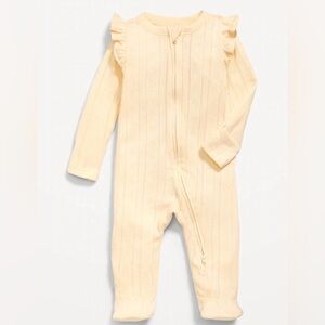 Old Navy 2-way Zip Sleep & Play Ruffled One-Piece | 0-3 Months